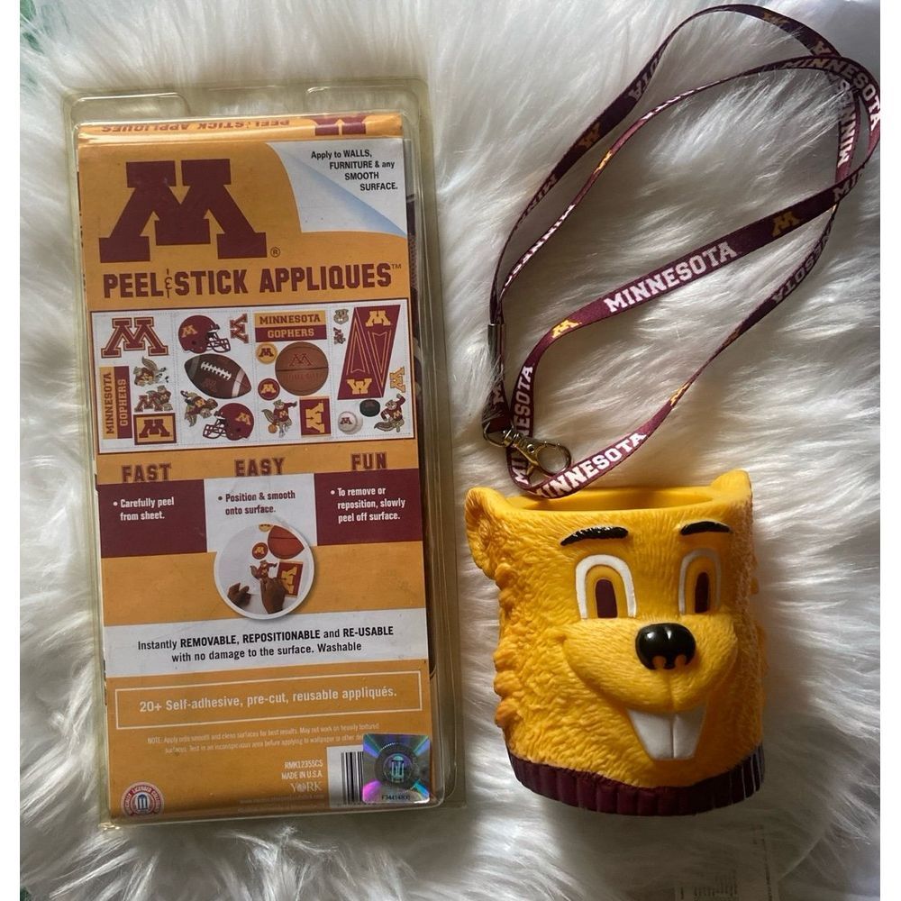 University Of Minnesota Golden Gopher Bundle; Stickers‎ Lanyard & Koonzie